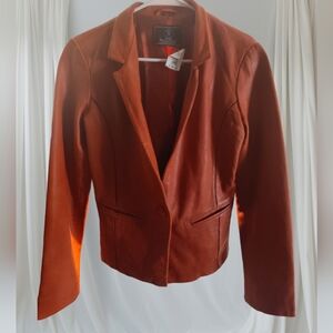 Vintage Red Leather Lamb Coat
